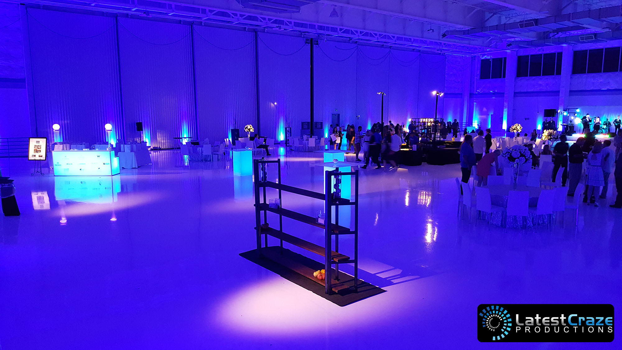 battery magnetic pinspots blue uplighting corporate event hangar one scottsdale latest craze productions 061816