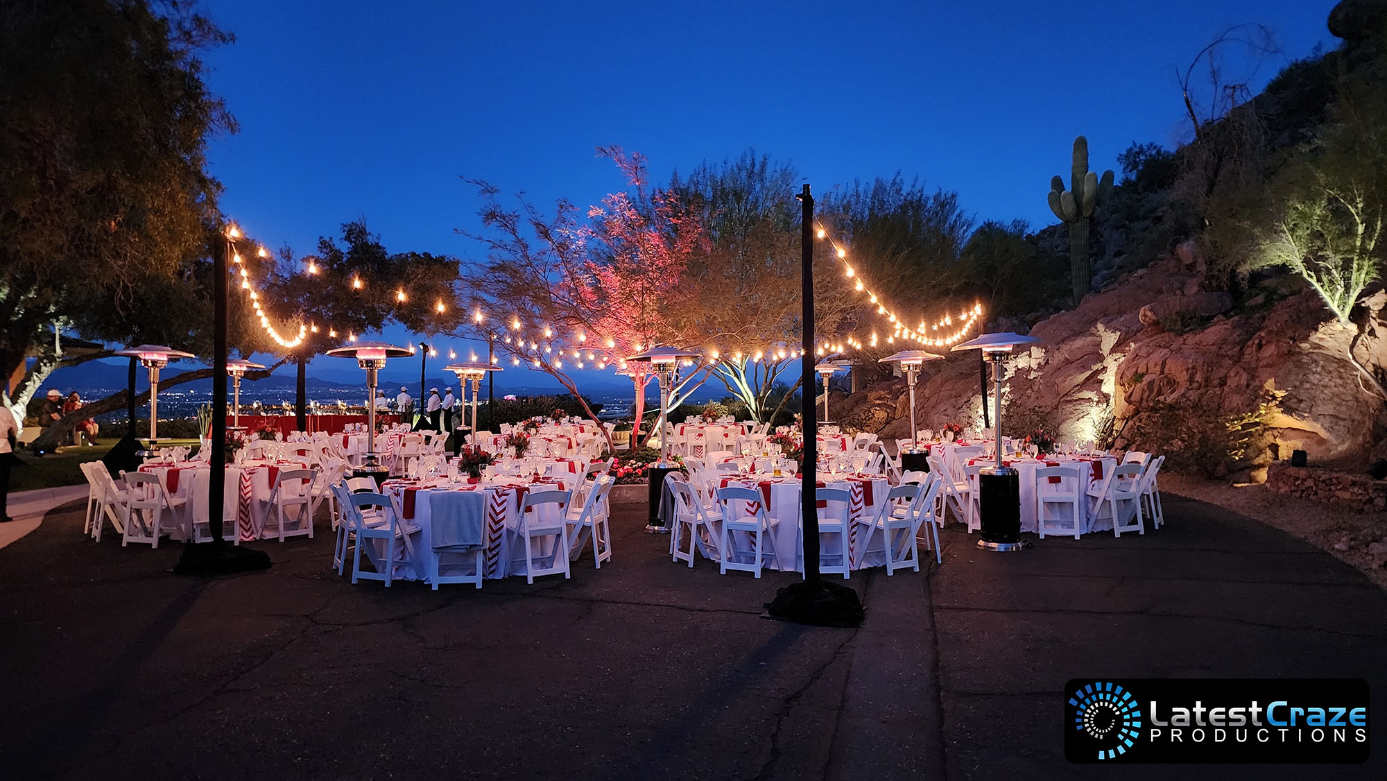 bistro string lighting outdoor event Latest Craze Productions
