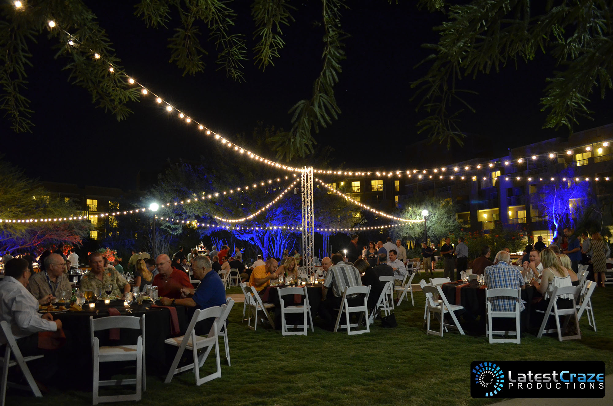 market bistro string lighting corporate event jw marriott desert ridge ballroom lawn Latest Craze Productions
