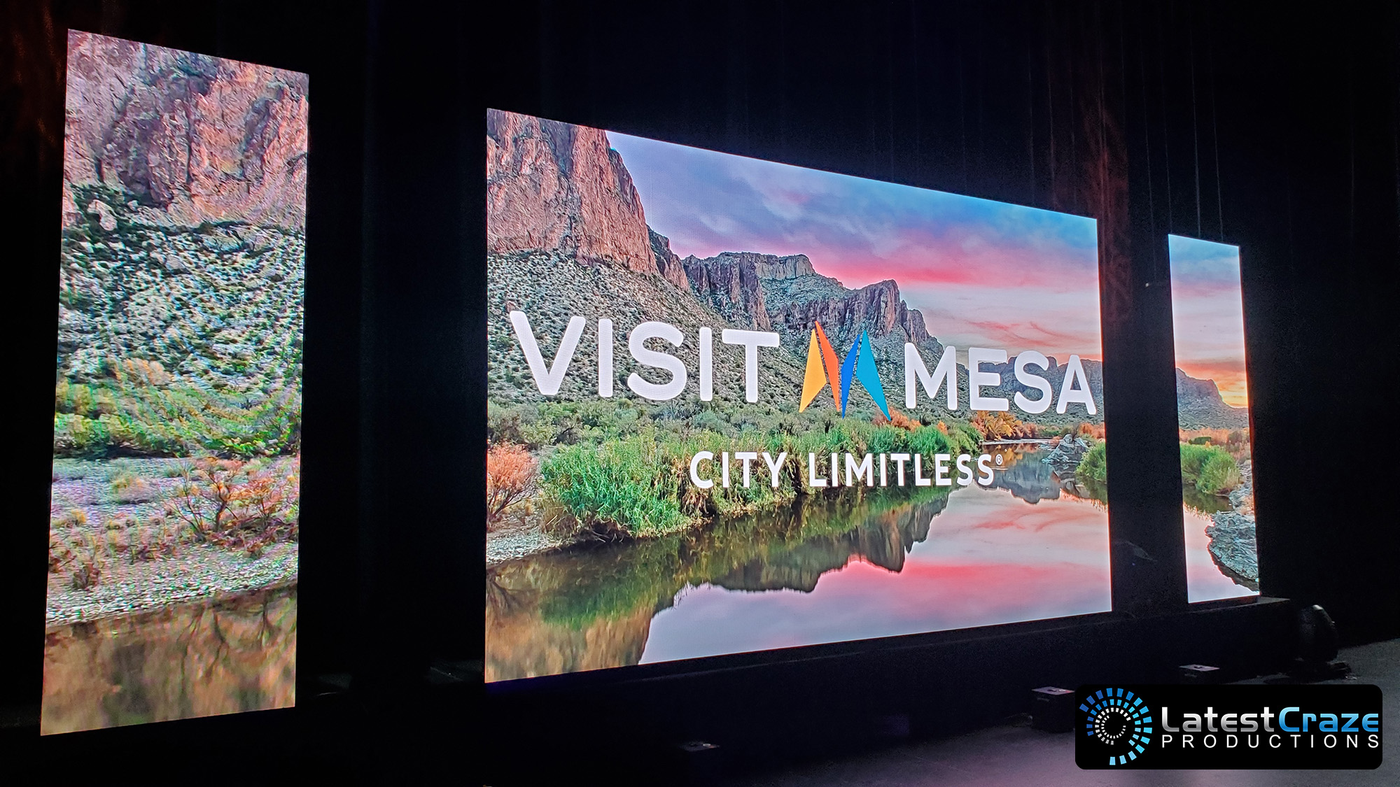 multiple led video wall columns stage backdrop mesa arizona latest craze productions